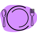 download Dinner Plate With Spoon And Fork clipart image with 225 hue color