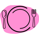 download Dinner Plate With Spoon And Fork clipart image with 270 hue color