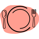 download Dinner Plate With Spoon And Fork clipart image with 315 hue color