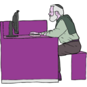 download Man Working On Computer clipart image with 270 hue color
