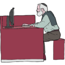 download Man Working On Computer clipart image with 315 hue color
