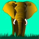 download Elephant Red On Green clipart image with 45 hue color