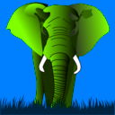 download Elephant Red On Green clipart image with 90 hue color