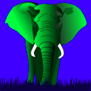 download Elephant Red On Green clipart image with 135 hue color