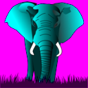 download Elephant Red On Green clipart image with 180 hue color