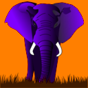 download Elephant Red On Green clipart image with 270 hue color
