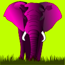 download Elephant Red On Green clipart image with 315 hue color