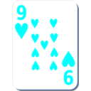 download White Deck 9 Of Hearts clipart image with 180 hue color