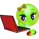 download Girl Laptop Smiley Emoticon clipart image with 45 hue color