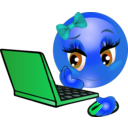 download Girl Laptop Smiley Emoticon clipart image with 180 hue color