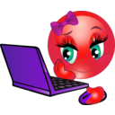 download Girl Laptop Smiley Emoticon clipart image with 315 hue color