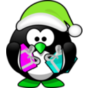 download Santa Penguin clipart image with 90 hue color