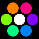 download 7 Circles On Black clipart image with 270 hue color