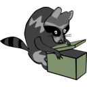 download Raccoon Opening Box clipart image with 90 hue color