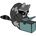 download Raccoon Opening Box clipart image with 180 hue color