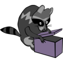download Raccoon Opening Box clipart image with 270 hue color