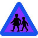 download Children Crossing Road Sign clipart image with 225 hue color