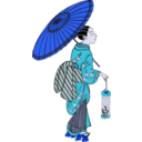 download Girl With Lantern clipart image with 180 hue color