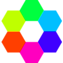 download 6 Color Hexagons clipart image with 135 hue color