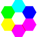 download 6 Color Hexagons clipart image with 180 hue color
