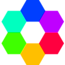 download 6 Color Hexagons clipart image with 225 hue color