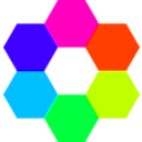 download 6 Color Hexagons clipart image with 315 hue color