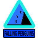 download Warning Falling Penguins clipart image with 180 hue color