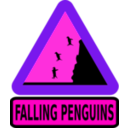 download Warning Falling Penguins clipart image with 270 hue color