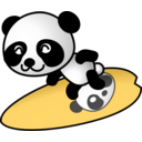 download Surfer Panda clipart image with 180 hue color
