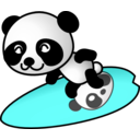 download Surfer Panda clipart image with 315 hue color