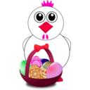 download Funny Chicken With A Basket Full Of Easter Eggs clipart image with 315 hue color