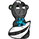 download Skunk With A Flower clipart image with 135 hue color