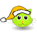 download Funny Kitty Face With Santa Claus Hat clipart image with 45 hue color