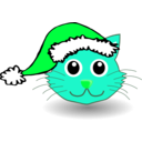 download Funny Kitty Face With Santa Claus Hat clipart image with 135 hue color