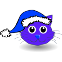 download Funny Kitty Face With Santa Claus Hat clipart image with 225 hue color