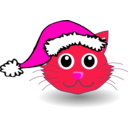 download Funny Kitty Face With Santa Claus Hat clipart image with 315 hue color