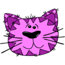 download Cartoon Cat Face clipart image with 270 hue color