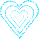 download A Heart Done By Words Outline clipart image with 180 hue color