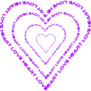 download A Heart Done By Words Outline clipart image with 270 hue color
