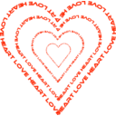 download A Heart Done By Words Outline clipart image with 0 hue color