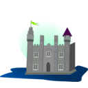 download Castle With Flag clipart image with 90 hue color