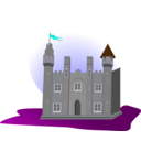 download Castle With Flag clipart image with 180 hue color