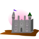 download Castle With Flag clipart image with 270 hue color