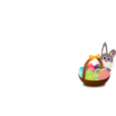 Funny Bunny Face With Easter Eggs In A Basket