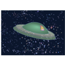 download Flying Saucer With Alien clipart image with 315 hue color