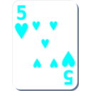 download White Deck 5 Of Hearts clipart image with 180 hue color
