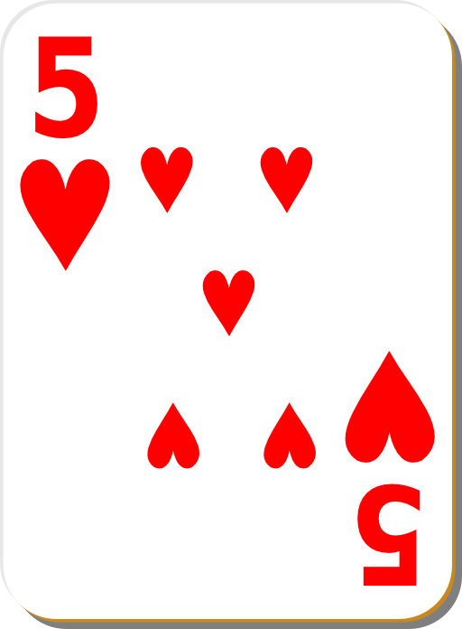 White Deck 5 Of Hearts