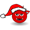 Little Red Devil Head Cartoon With Santa Claus Hat