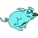 download Running Pig clipart image with 180 hue color