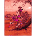 download Samurai On A Horse Countryside clipart image with 315 hue color